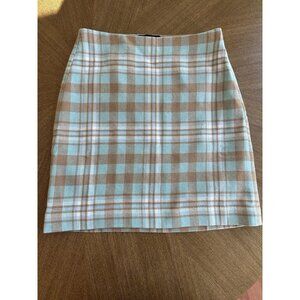 Talbots Blue/Tan Charming Plaid Skirt Size 2 Petite NWT Wool Blend Preppy Y2K